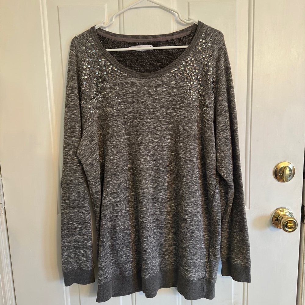 Maurices Heather Gray Metallic Studded Tunic